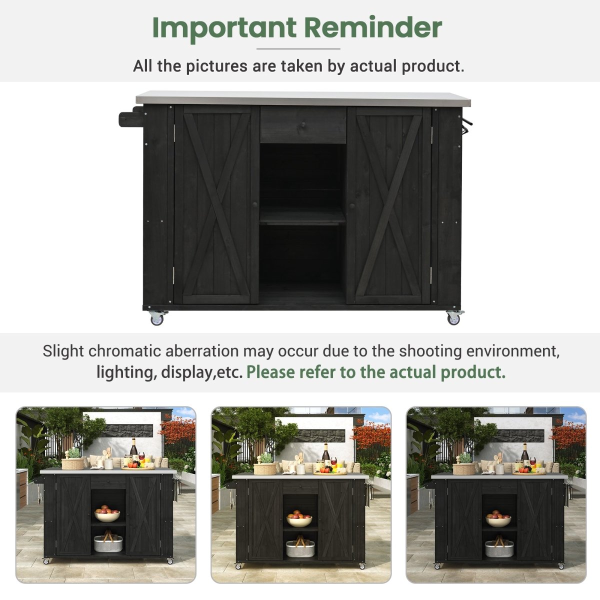 Outdoor Kitchen Island with Stainless Steel Top | Foldable Fir Wood Prep Statio - HomeDIYer