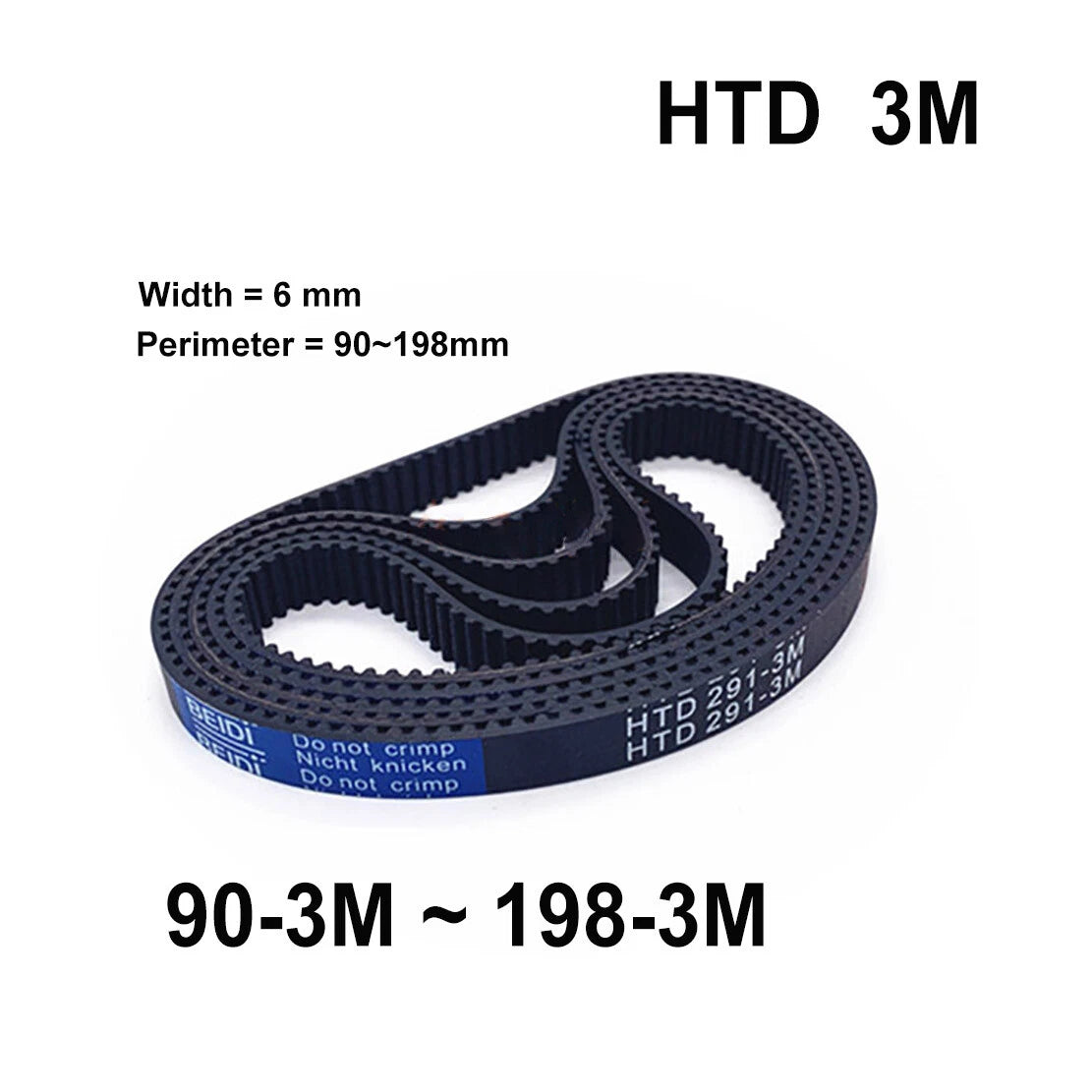 HTD 3M Timing Belt 6mm Wide Closed Loop Synchronous Belt for CNC Pulley Drive