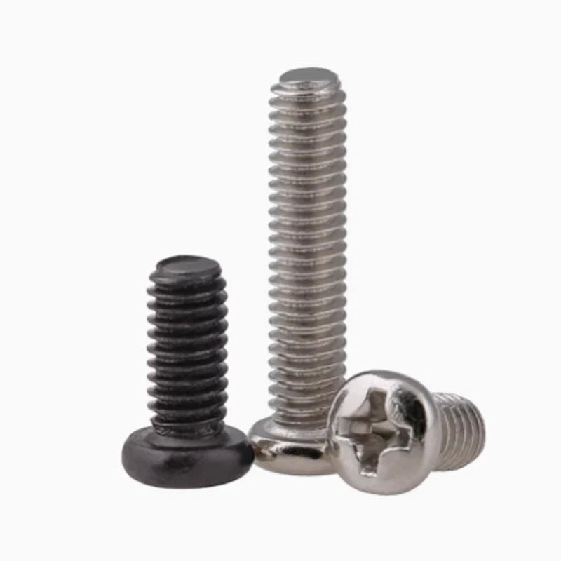 M1–M6 Phillips Pan Head Round Machine Screws – Carbon Steel, Fully Threaded (2–100mm Lengths)