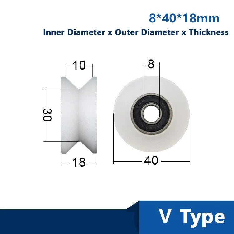U/V/H Groove Nylon Pulley Wheel Roller OD 40mm-68mm High Quality Wheel Roller