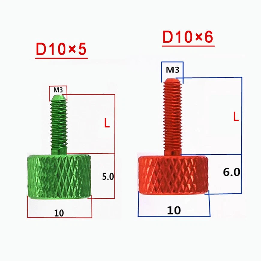 M3*5/6/8/12/20/25/35/40/50mm Aluminum Alloy Bolts Knurled Flat Head Thumb Screws