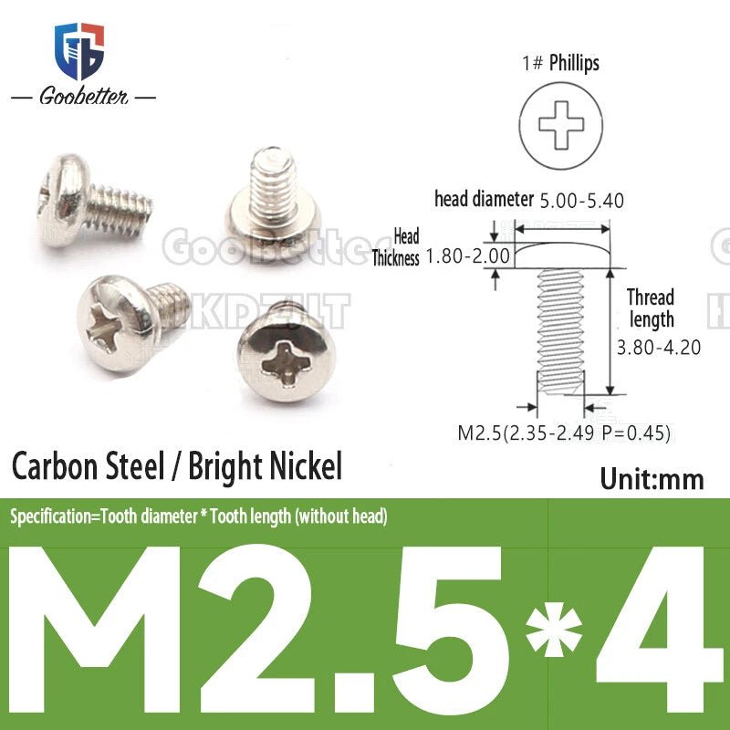Round Head Machine Screws M2 M2.5 M2.6 | Carbon Steel & Stainless | 100–500 PCS - HomeDIYer