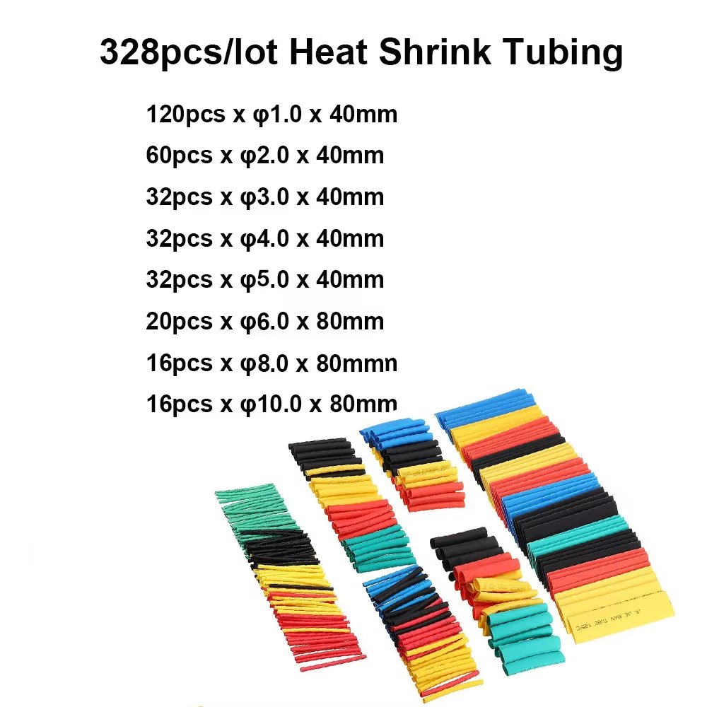 328PCS Colorful Heat Shrink Tubing Set - 12 Colors 9 Sizes - HomeDIYer