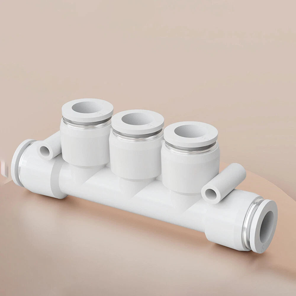 White Nylon Pneumatic Push-Fit Hose Connectors — X Shape, Y Shape, 5-Way & T Reducing