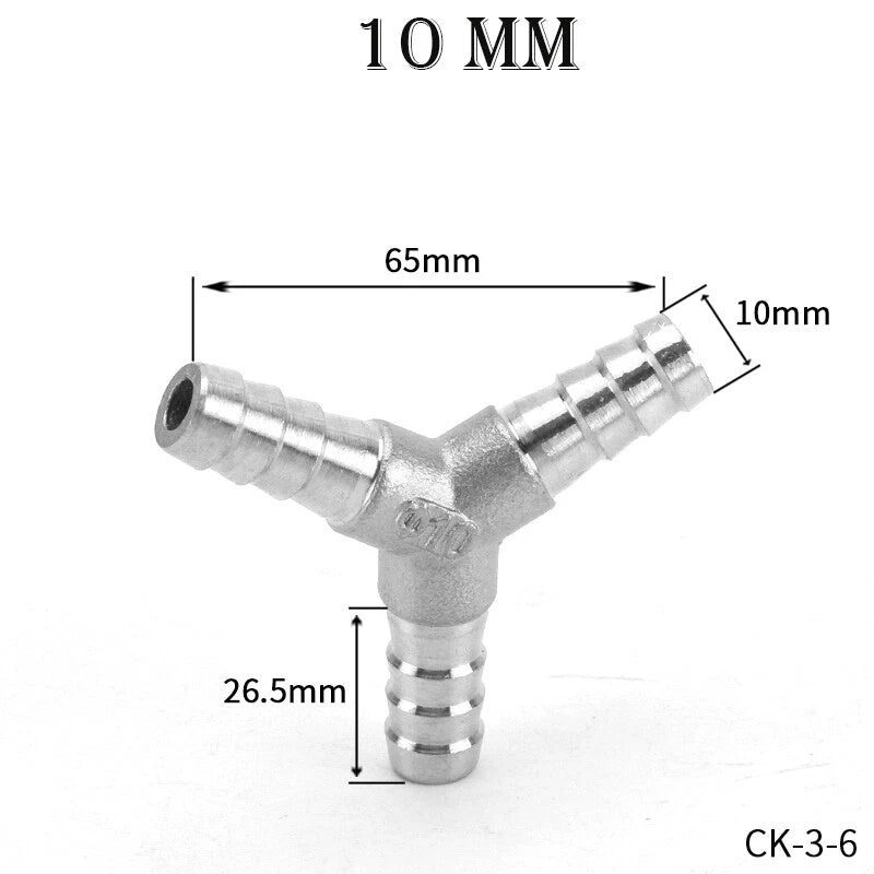Y Piece Hose Joiner – Stainless Steel Barbed Connector for Air, Fuel & Water Lines
