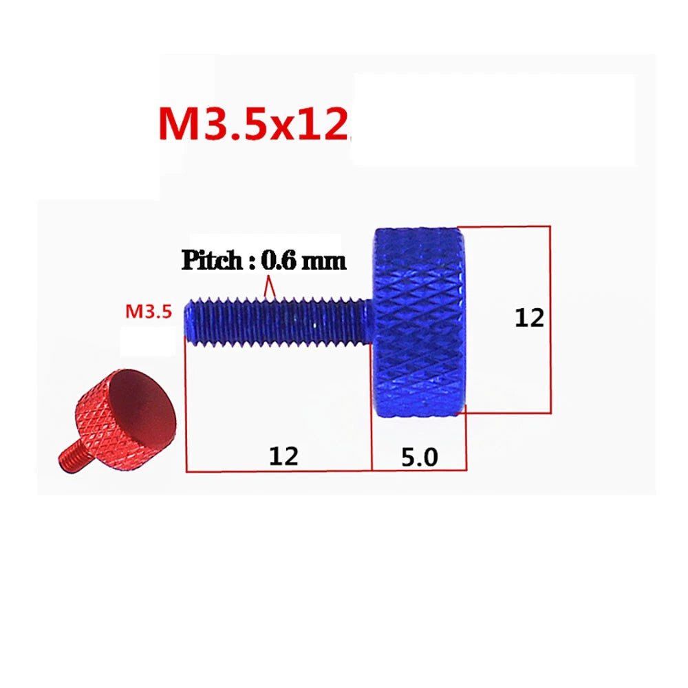 M3.5 Aluminum Alloy Knurled Thumb Screws – Hand Grip Knob Bolts for PC Computer Case (4.5‑25mm) - HomeDIYer
