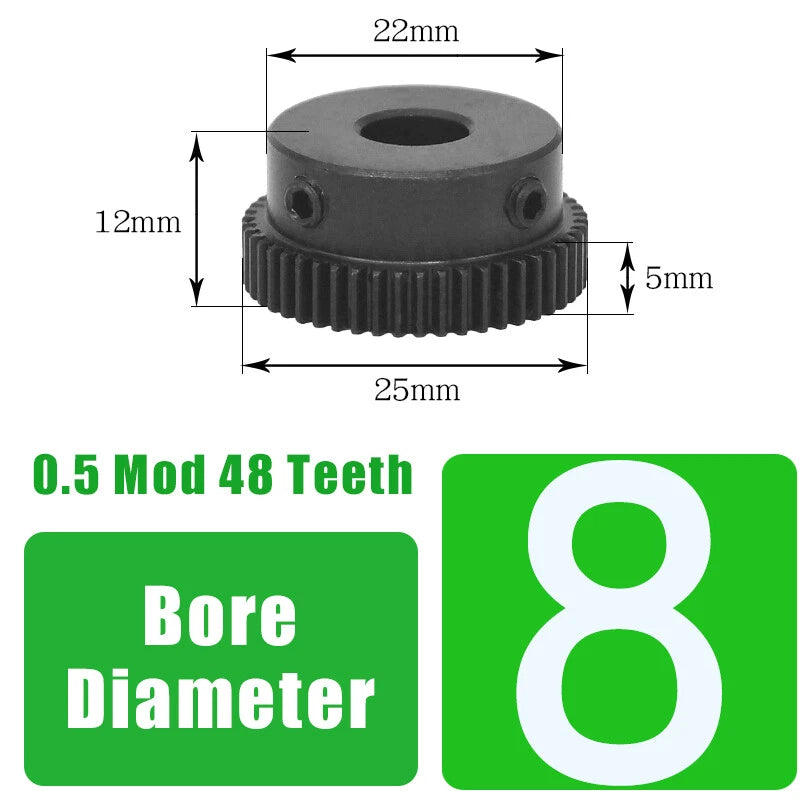 0.5 Mod 48 Teeth Spur Gears Transmission Gear With Step Motor Gears 45# Steel