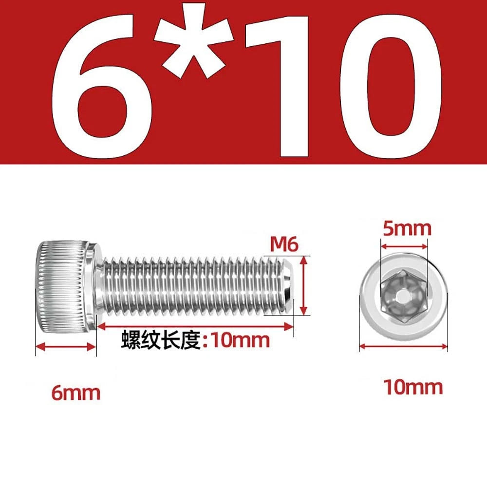 Socket Head Cap Screws – A2 Stainless Steel, M6 to M24, Hex Drive (DIN 912)