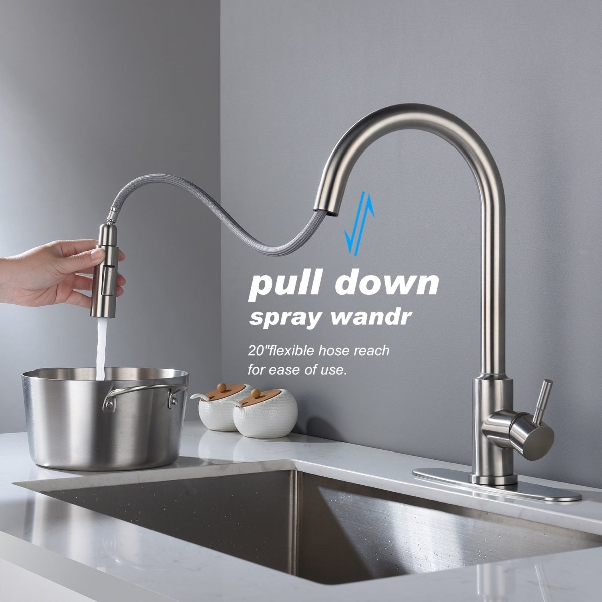 Touch Kitchen Faucet with Pull Down Sprayer Silver Black Gold - HomeDIYer