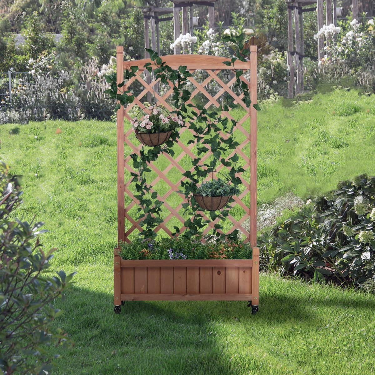 Raised Garden Bed with Legs, Elevated Wooden Planter Box for Outdoor Plants Flowers Fruits Vegetable Herb Growing - HomeDIYer