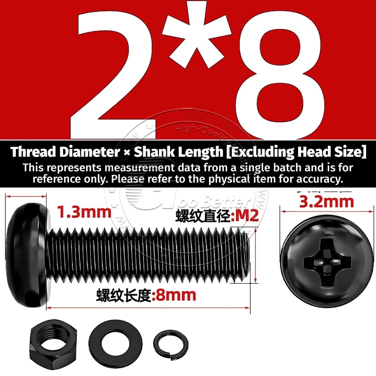 Black Phillips Pan Head Machine Screws with Washers — Metric M2 to M6 - HomeDIYer