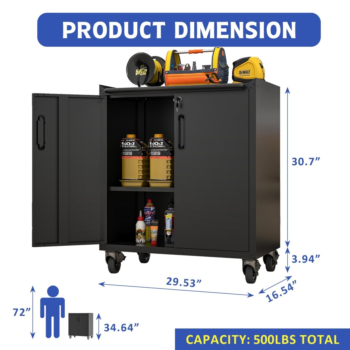 Heavy - Duty Metal Garage Storage Cabinet with Wheels - Sturdy and Durable Tool Storage Cabinet for Garage, Office, and Home Organizer Solutions - HomeDIYer