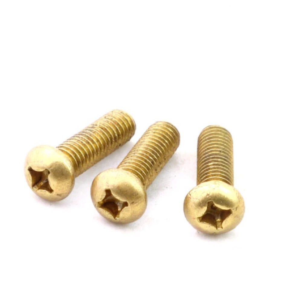 Solid Brass M4 x 12mm Round Head Phillips Machine Screws – GB/T818, Fully Threaded