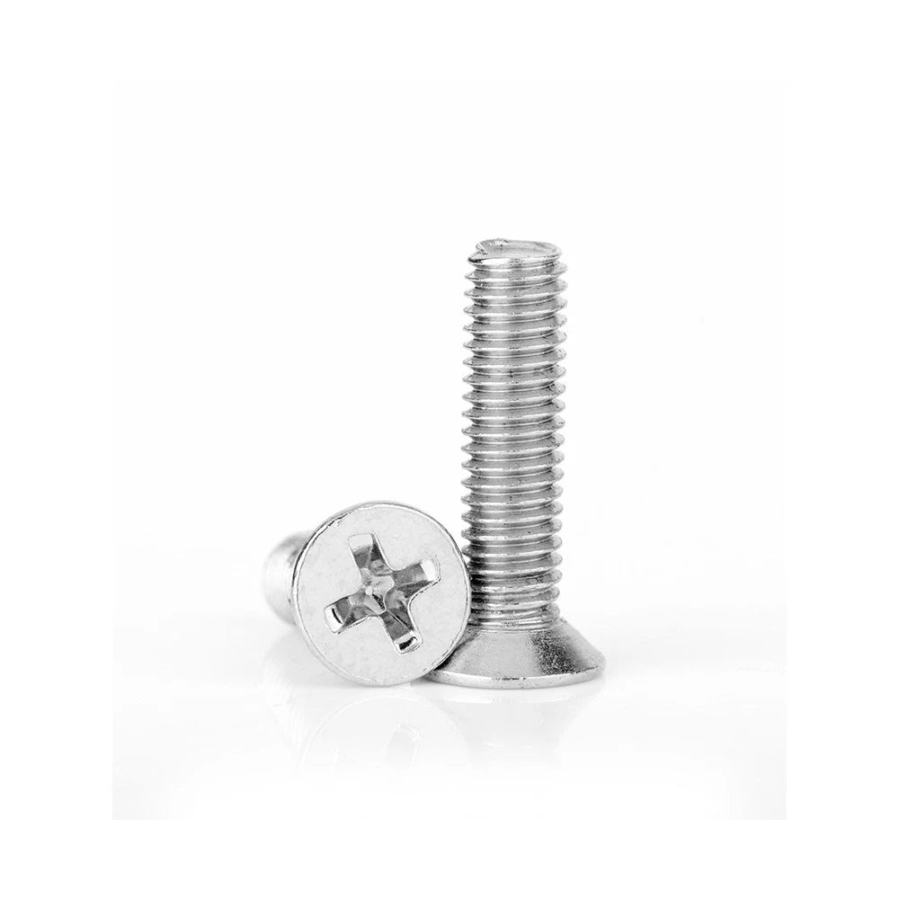 M1.4–M4 Countersunk Phillips Machine Screws – Nickel Plated, Fully Threaded (3–20mm Overall Length)