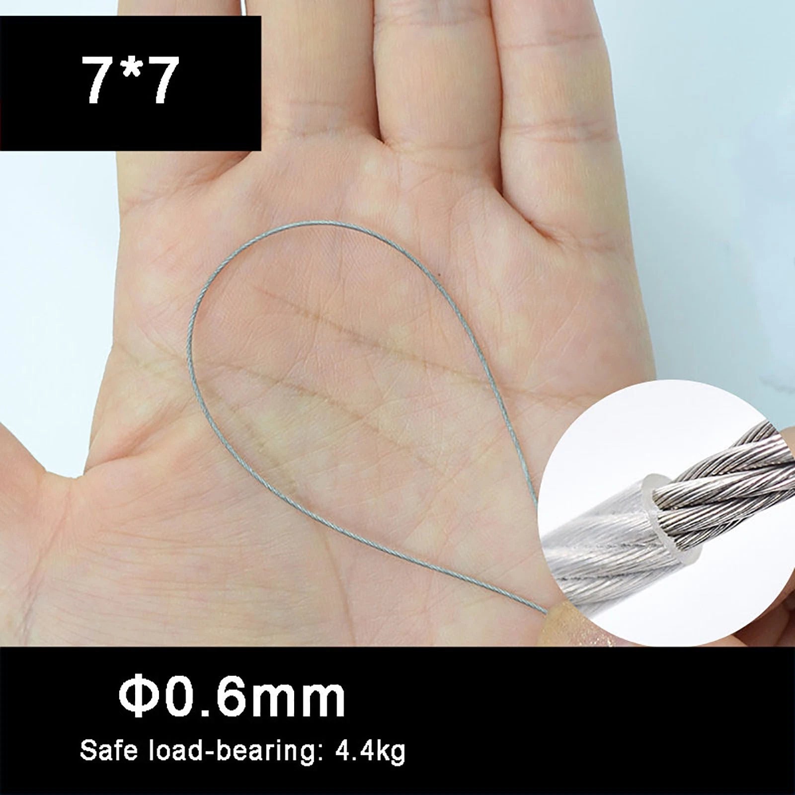 Stainless Steel Wire Rope Lifting Metal Cable Clear Black PVC Coated Φ0.6mm-5mm