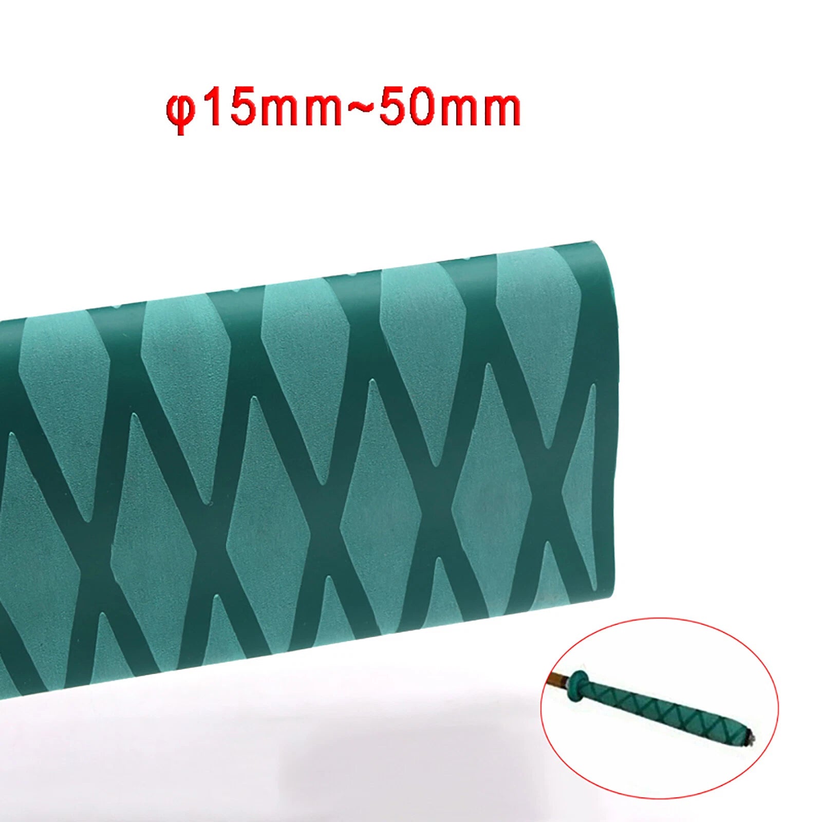 Textured Heat Shrink Tubing for Fishing Rod Handles — Non-Slip Grip Sleeve, Green