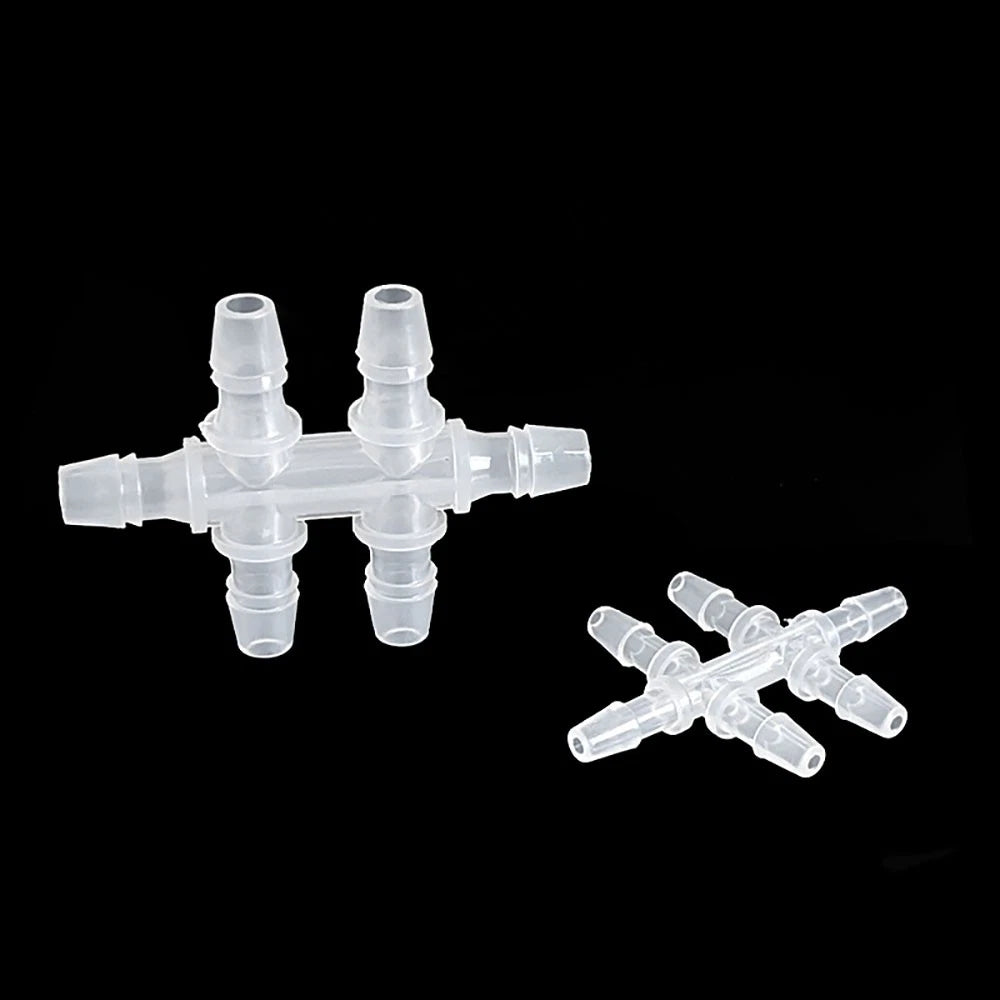 6-Way Plastic Barbed Hose Connector — Pipe Splitter Tubing Fitting (3.9mm–7.9mm)