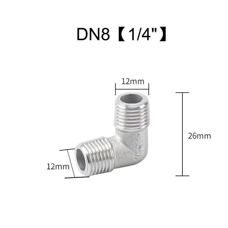 BSP Male to Male 304 Stainless Steel 90° Elbow Pipe Fitting — 1/4" to 2"
