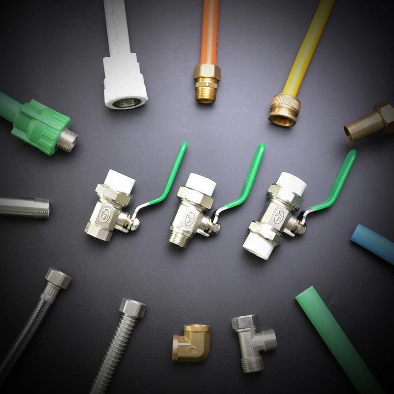 PPR Brass Ball Valves & Pipe Fittings 20–63mm | Green Handle | Multiple Types