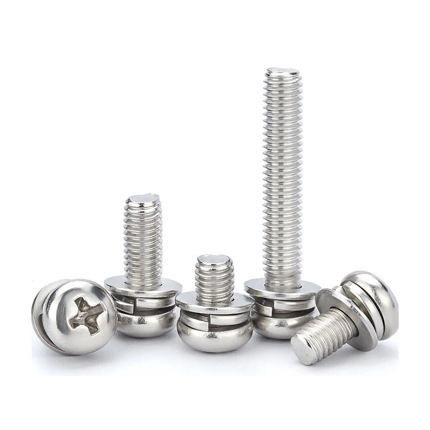 M2 M3 M4 M5 M6 M8 Pan Head Machine Screws with Washers – A2 Stainless Steel (Metric, 5–60mm)