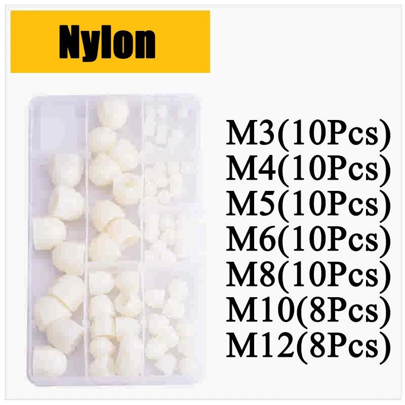 Nylon Plastic Screw Caps-Hex Nut Cover Protective Cap Set for Bolts Black/White