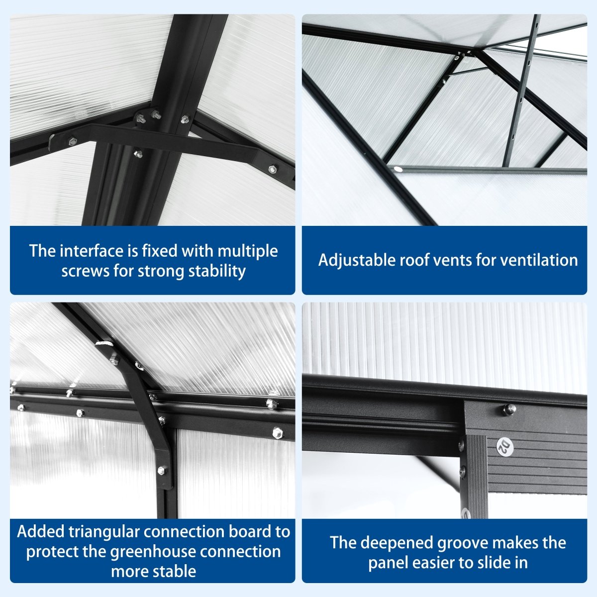 6x12 FT Polycarbonate Greenhouse Raised Base and Anchor Aluminum Heavy Duty Walk - in Greenhouses for Outdoor Backyard in All Season,Black - HomeDIYer