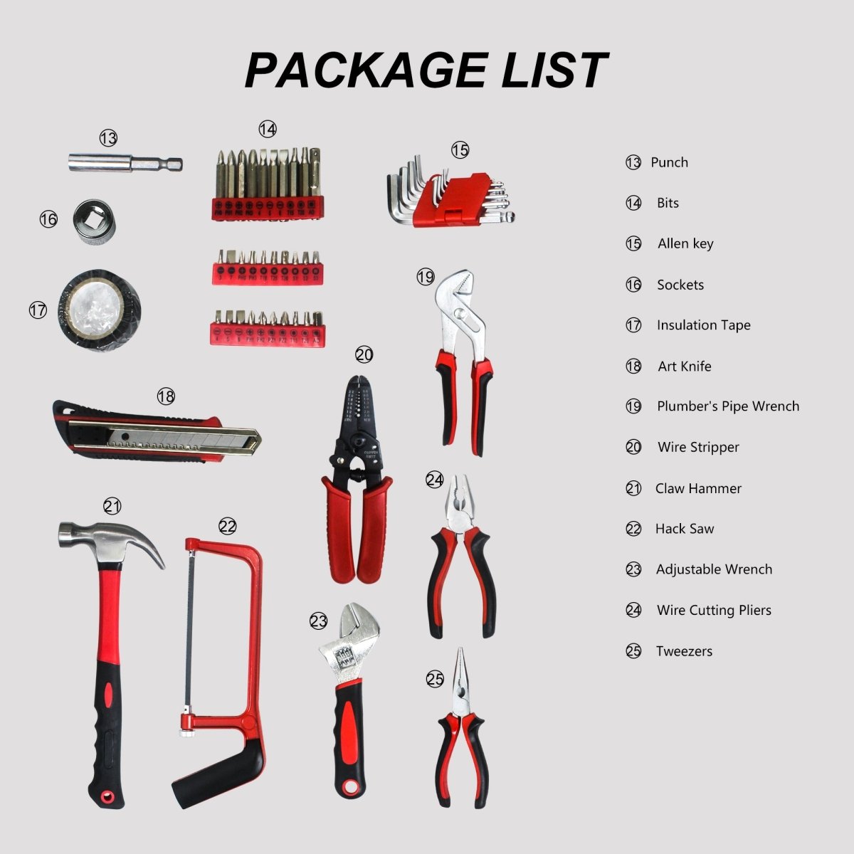 Black Hand Tool Box with Tool Set 238Pcs - HomeDIYer