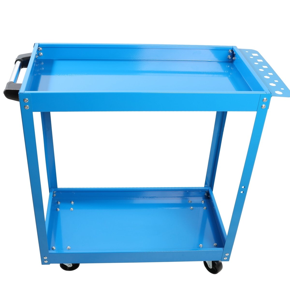 Tool Cart on Wheels, Heavy Duty Steel Utility Cart w/Lockable Wheels, 400 LBS Capacity Industrial Service Cart for Garage, Warehouse, Workshop (Two - layer Bright Blue) - HomeDIYer