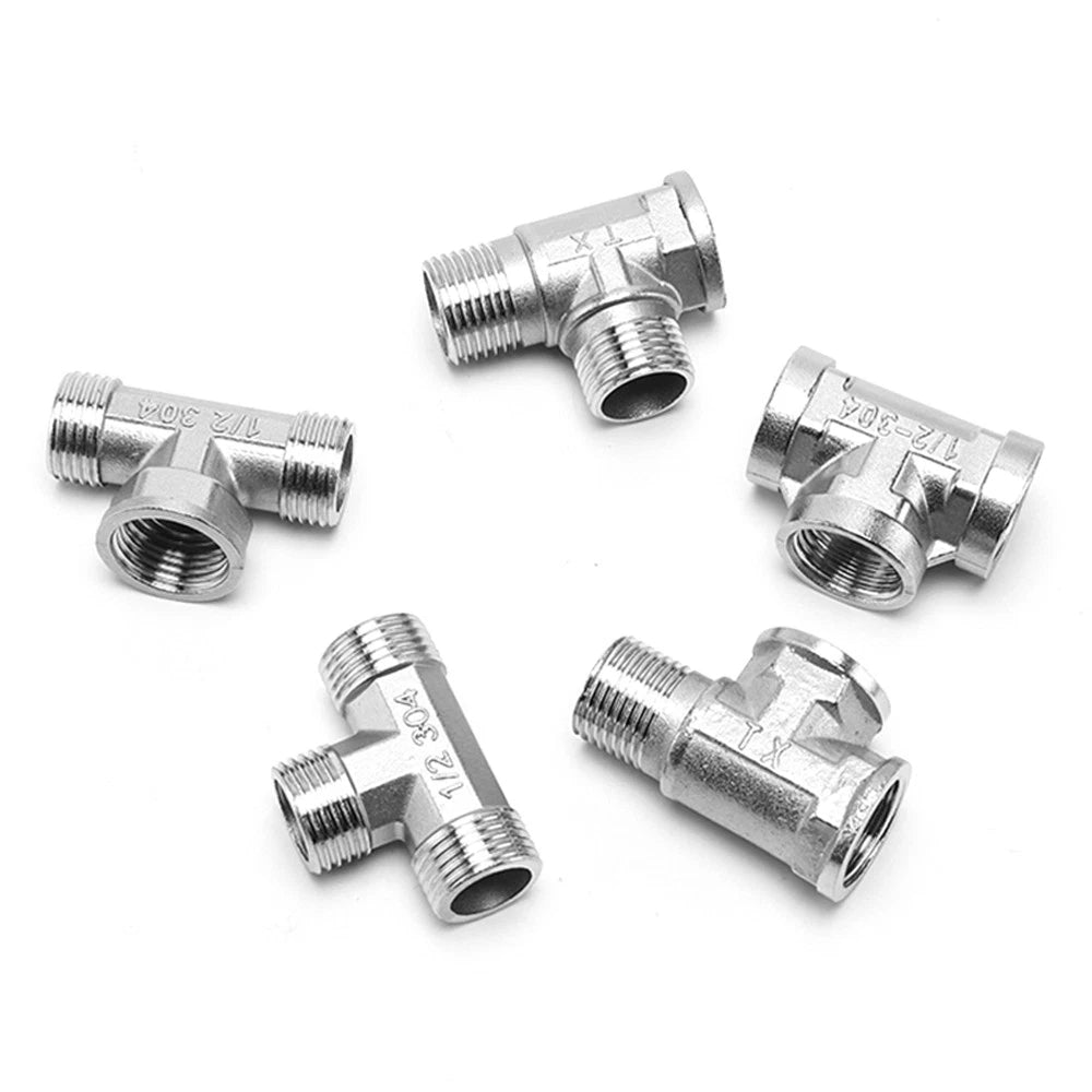 201 Stainless Steel Equal BSP Thread Tee | 1/2", 3/4", 1" Male & Female Pipe Fitting