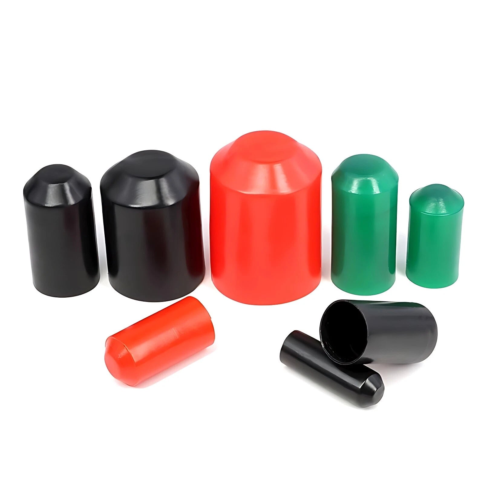 2:1 Adhesive Glue Lined Heat Shrink End Caps — Waterproof Seal, 8–130mm, Black/Red/Green