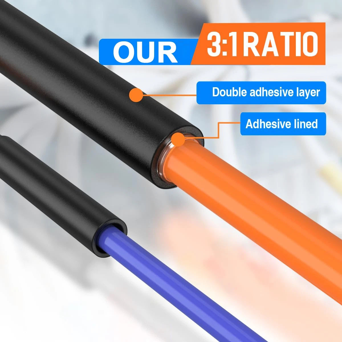3:1 Heat Shrink Tubing with Adhesive Glue Lined — 1.5mm to 65mm, Multiple Colors