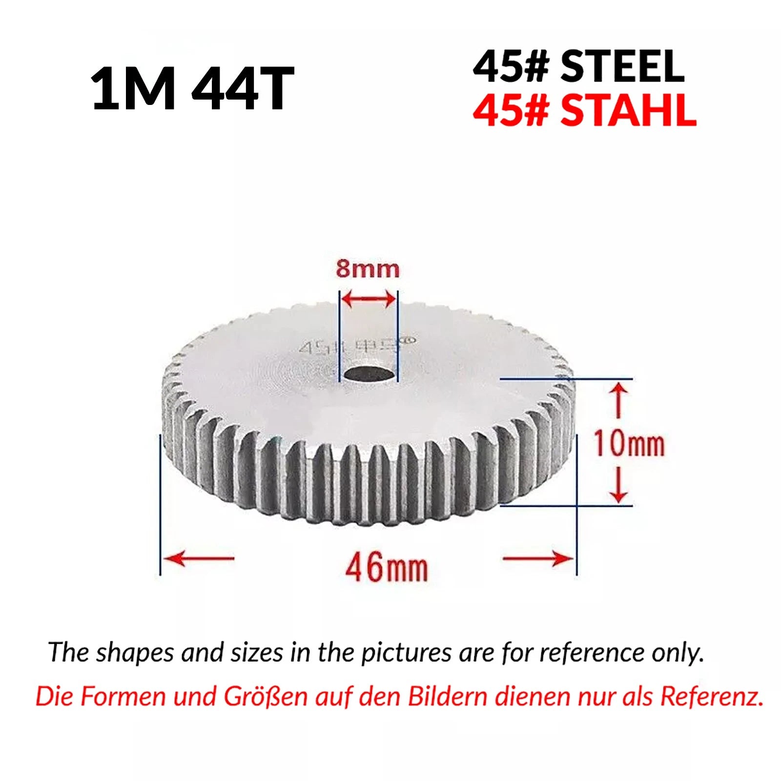 1/1.5/2 Mod 12T-150T Spur Gear 45# Steel Pinion Gear Thickn10-20mm Transmission