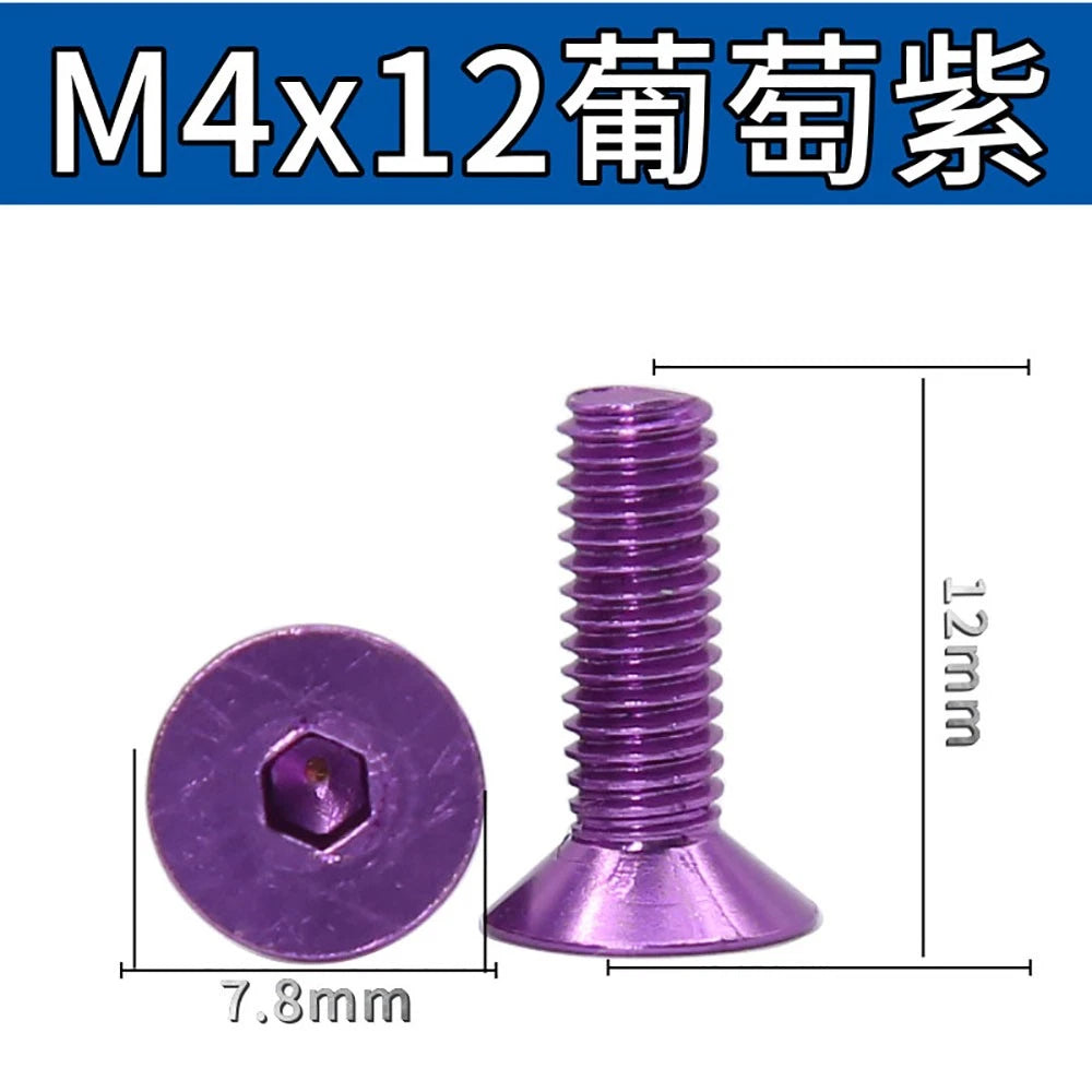M3.5 / M4 Countersunk Hex Socket Screws — Anodized Aluminum Alloy, 10 Colors