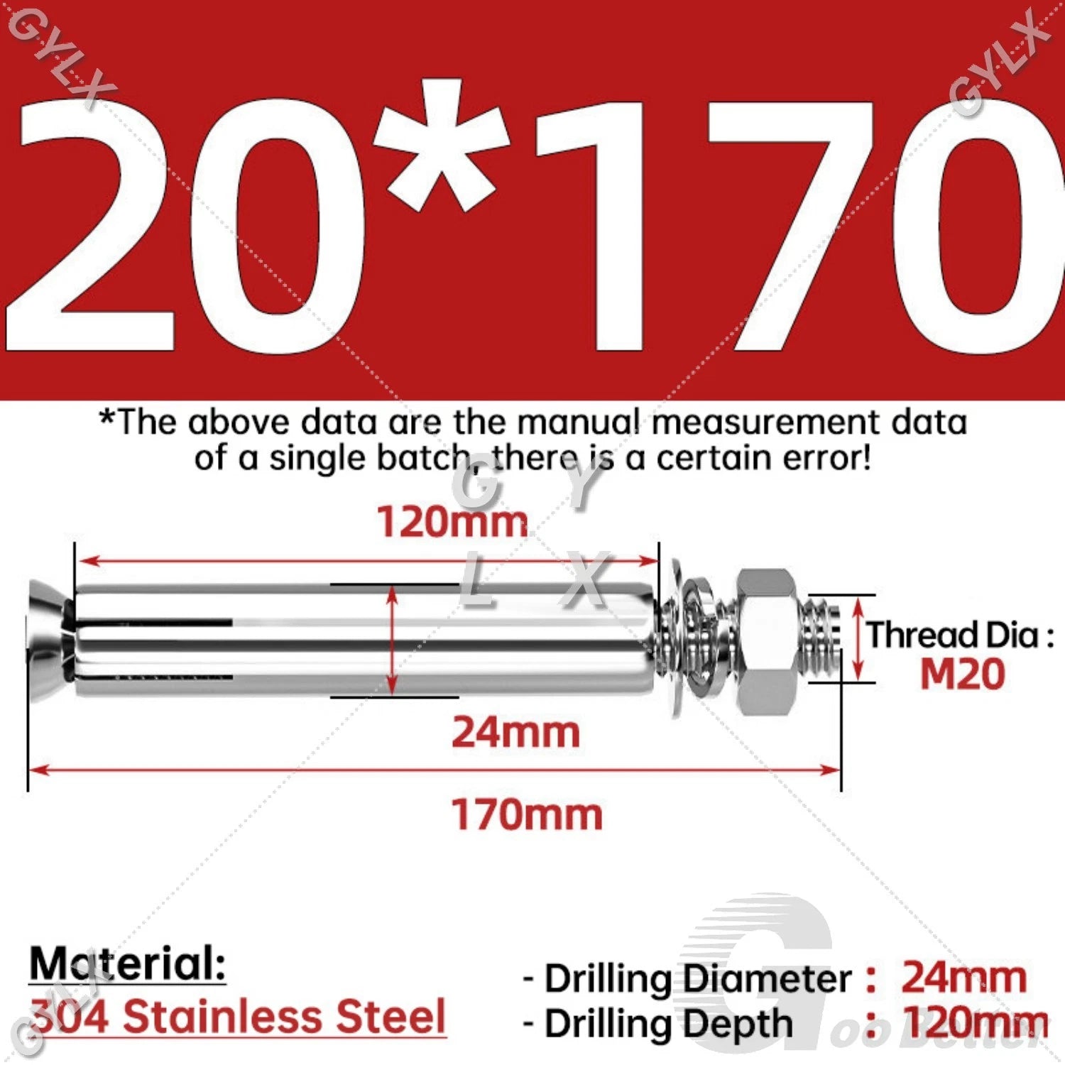 Concrete Expansion Bolts Wall Anchor Screws — M6 to M20 | Stainless Steel & Zinc Plated