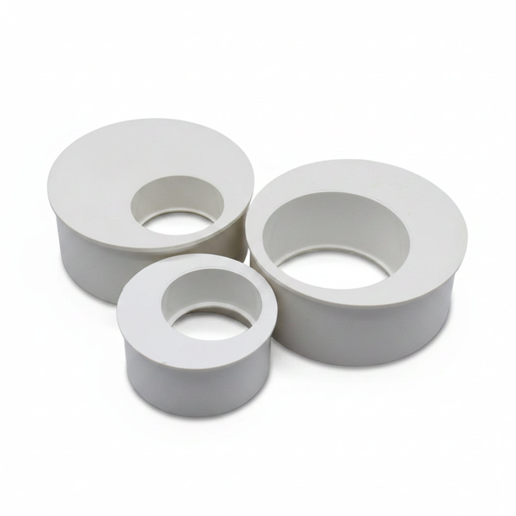 PVC Pipe Eccentric Reducing Bushing Fittings Connector Joints ID 50-160mm White