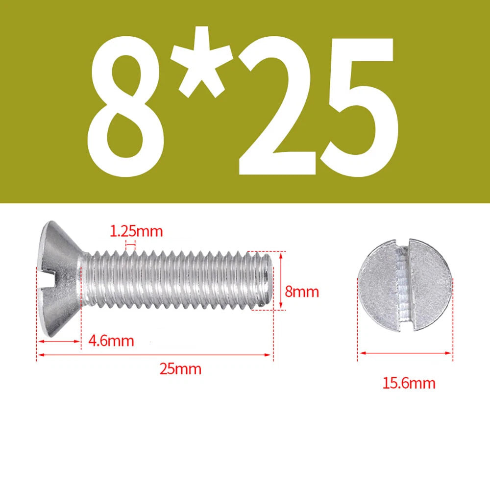 M1.6–M8 A2 Stainless Steel Flat Head Slotted Machine Screws | Countersunk Bolts