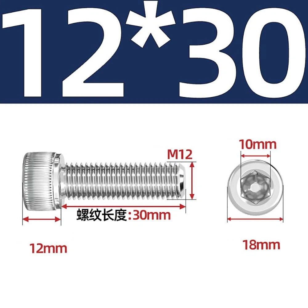 Socket Head Cap Screws – A2 Stainless Steel, M6 to M24, Hex Drive (DIN 912)