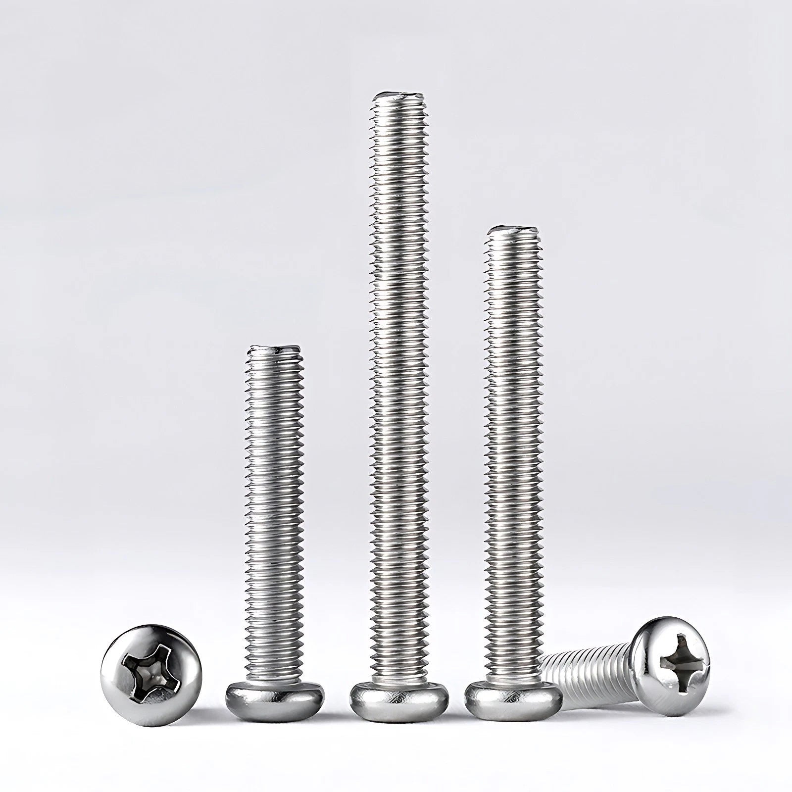 M2 M3 M4 M5 M6 M8 A4 Stainless Steel Phillips Pan Head Machine Screws – DIN 7985, Fully Threaded (4–80mm)