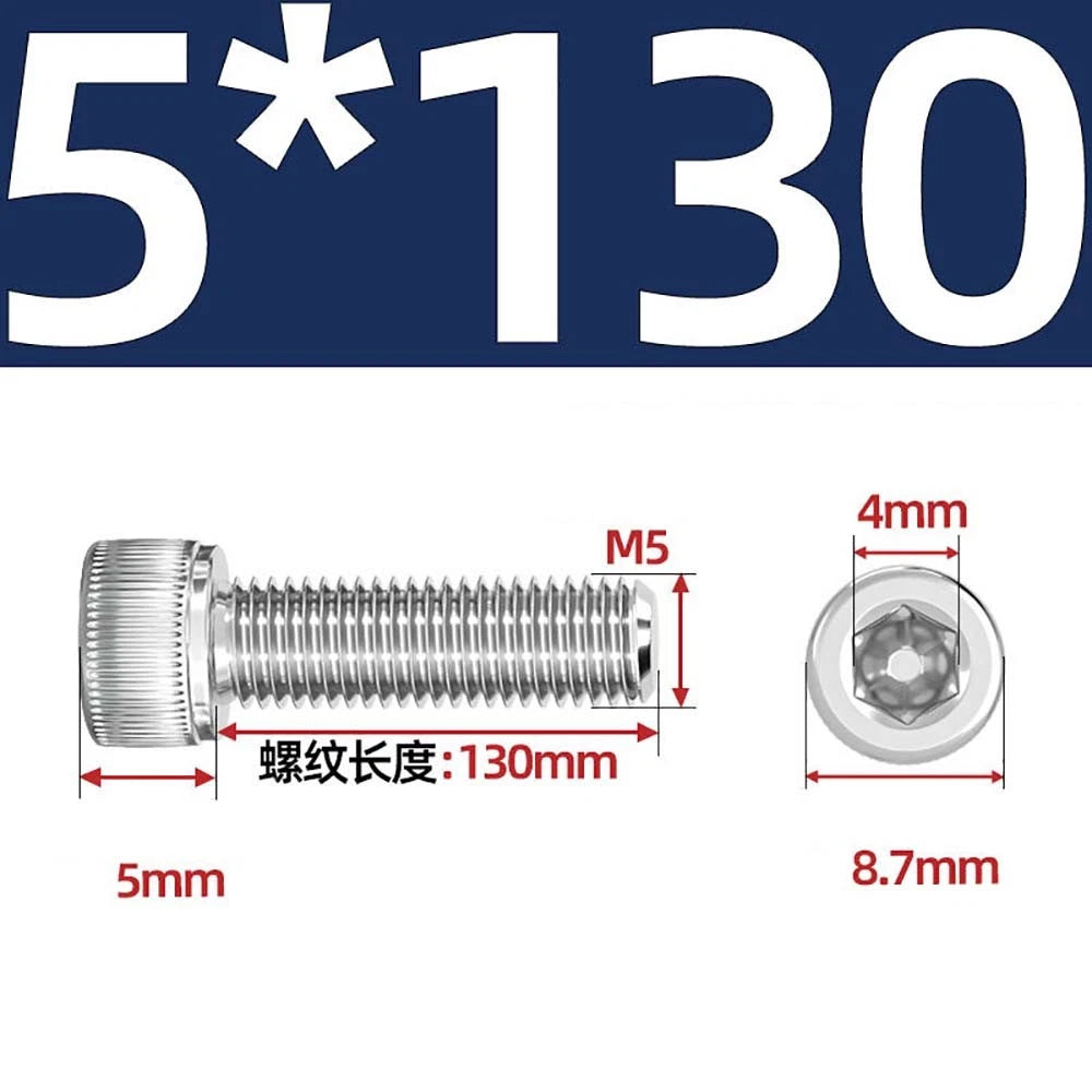 M3 M4 M5 Socket Head Cap Screws – A2 Stainless Steel, High Strength & Corrosion Resistant