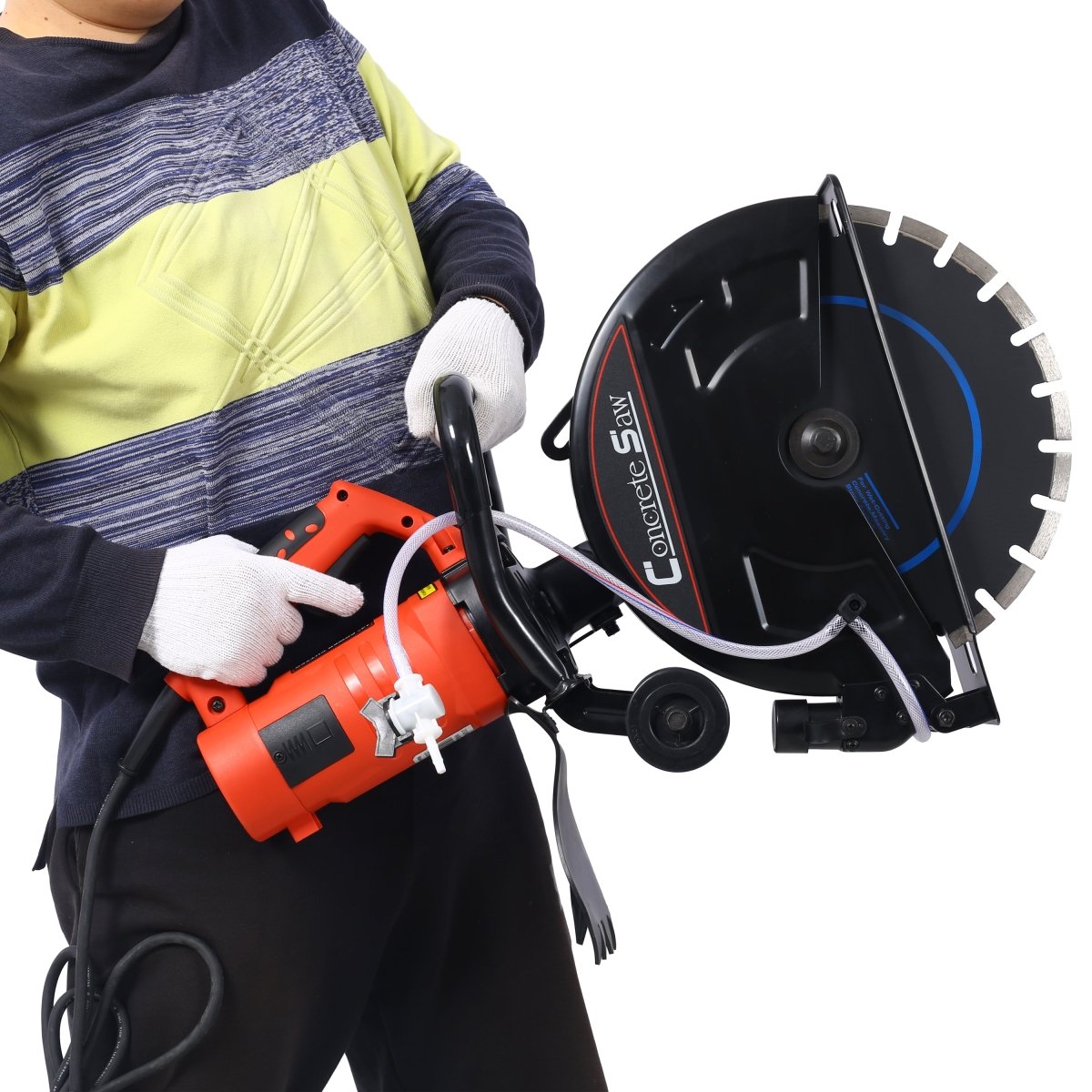 Electric 14" Cut Off Saw Wet/Dry Concrete Saw Cutter Guide Roller with Water Line Attachment - HomeDIYer