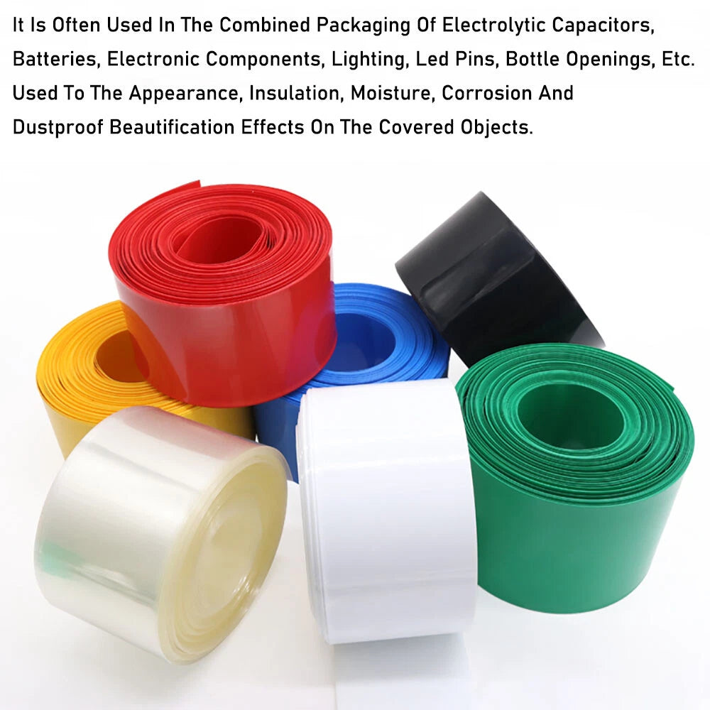 PVC Heat Shrink Tubing 15mm–200mm | RC Battery Pack Wrap | 7 Colors