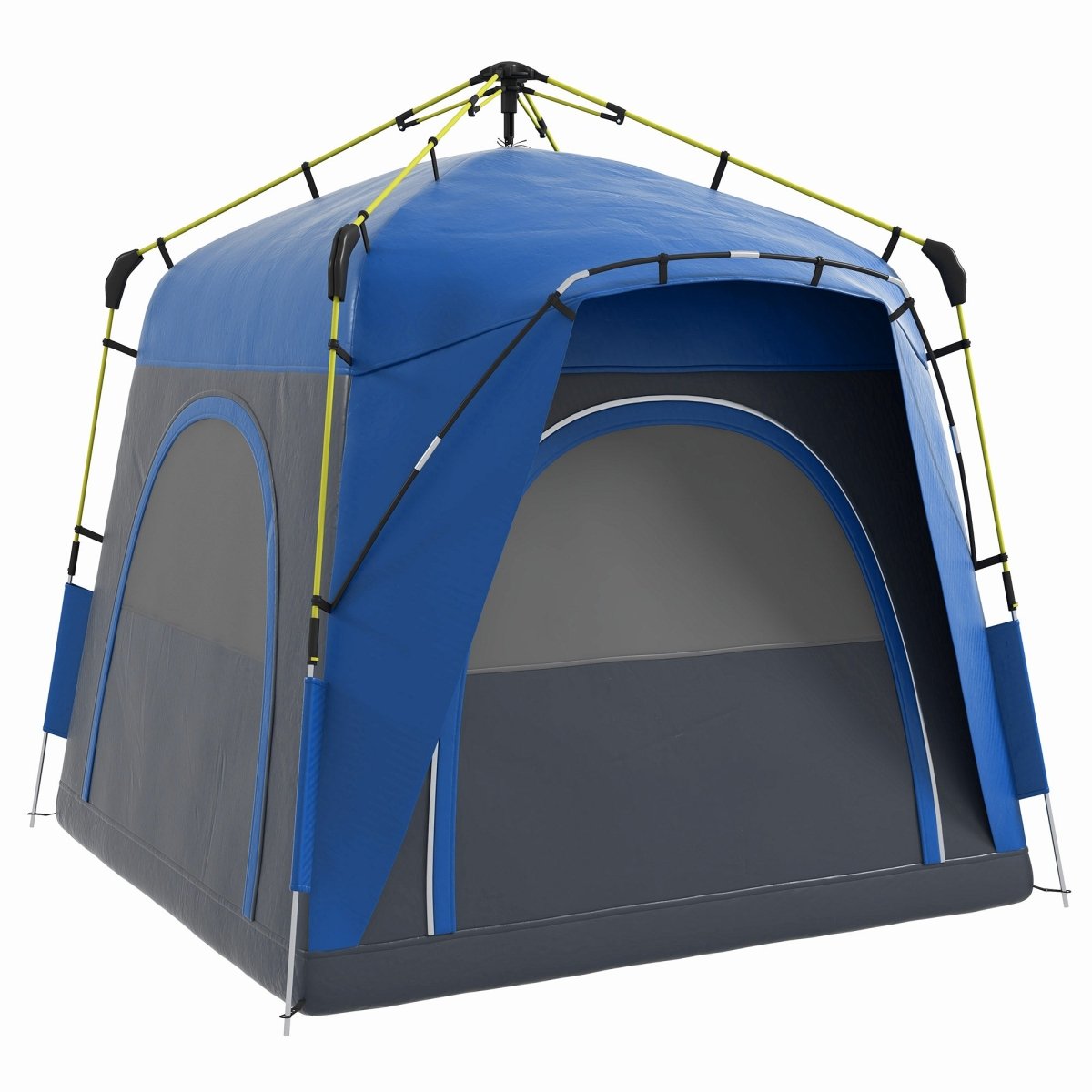 Camping Tents 4 Person Pop Up Tent Quick Setup Automatic Hydraulic Family Travel Tent w/ Windows, Doors Carry Bag Included, Blue - HomeDIYer