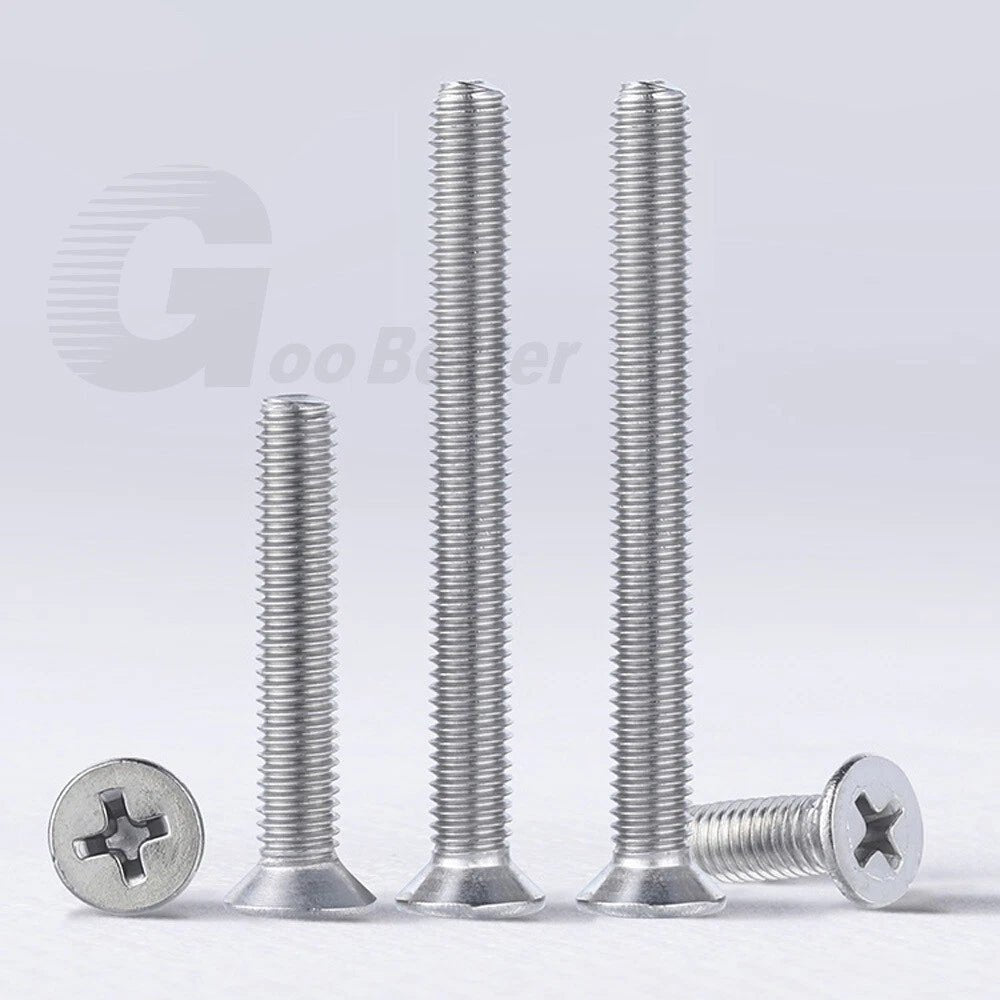 M1–M3.5 Phillips Countersunk Machine Screws – 304 Stainless Steel, Fully Threaded (3–120mm Overall Length) - HomeDIYer