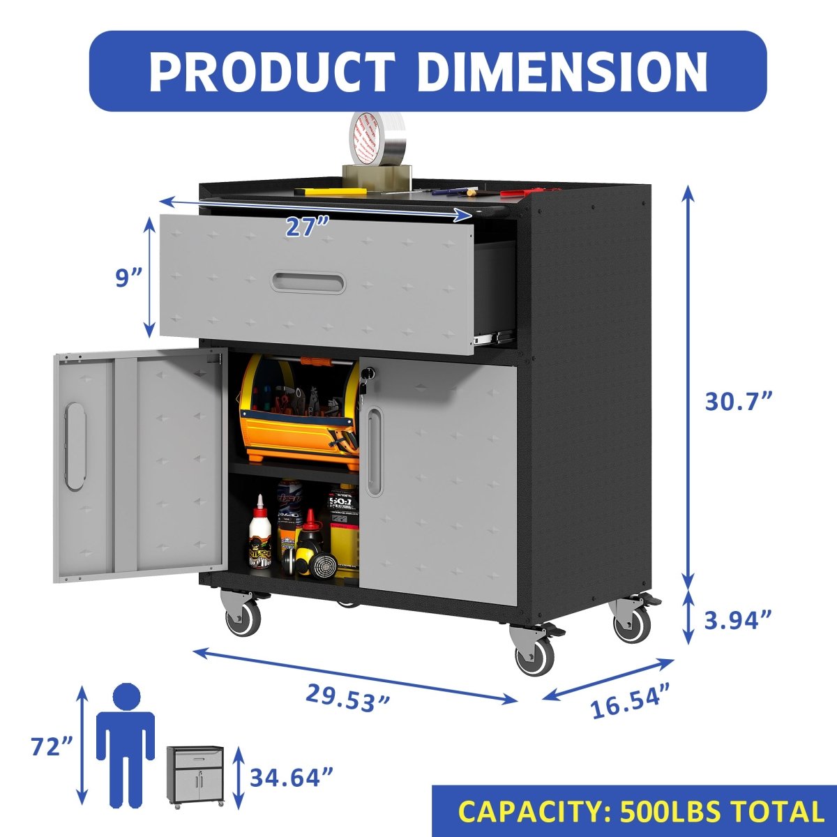 Heavy - Duty Tool Cabinet | Mobile Garage Storage System - HomeDIYer