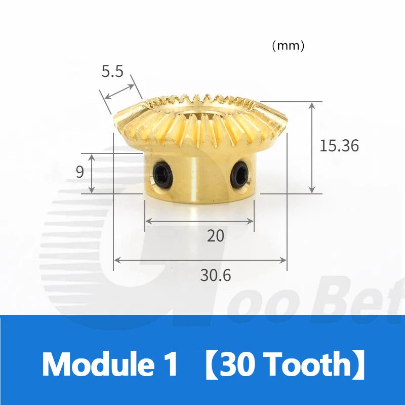 Bevel Gear Module 1 Brass 15/20/30/40 Tooth 90° 1:2 Pairing Miter Gear Precision