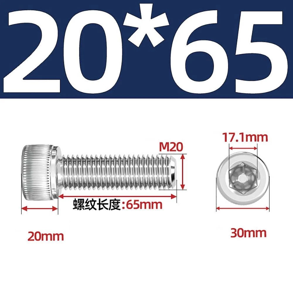 Socket Head Cap Screws – A2 Stainless Steel, M6 to M24, Hex Drive (DIN 912)