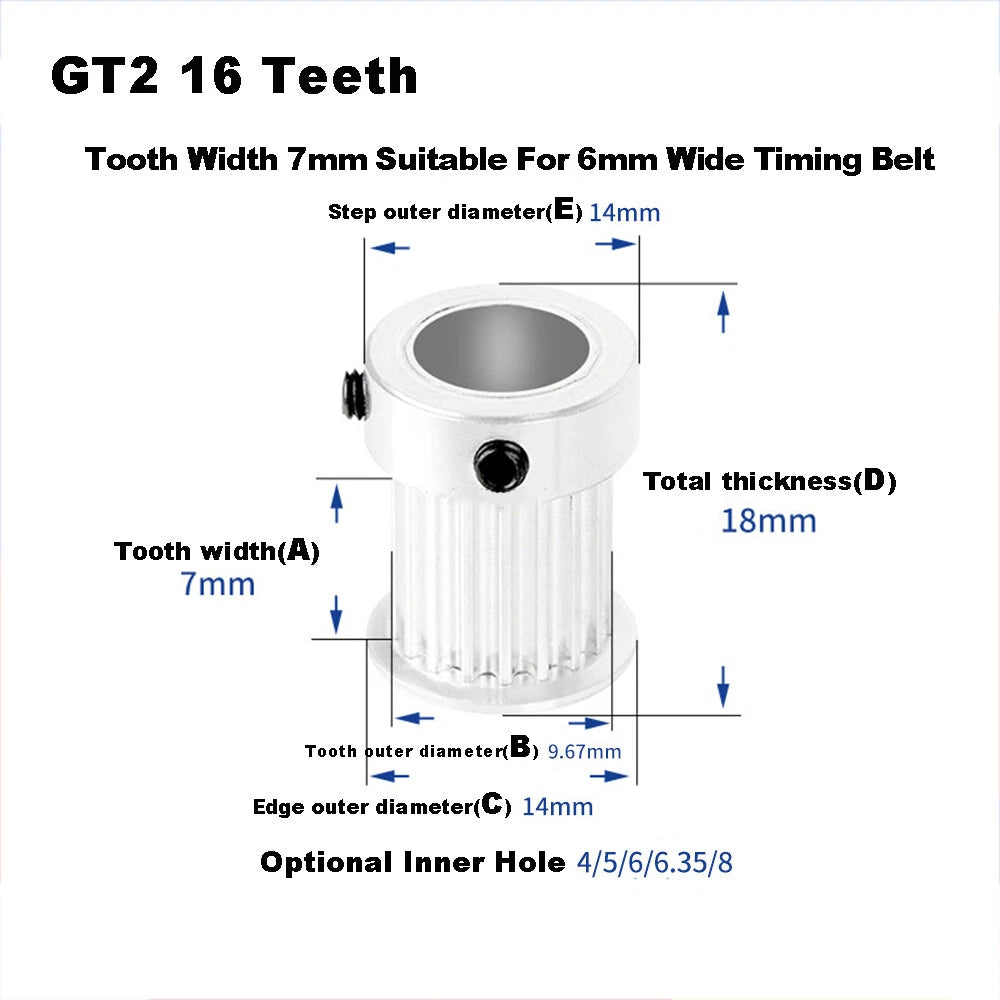 GT2 Idler Timing Drive Pulleys 14/15/16/18~26 Tooth,For 6mm Belt 3D Printer CNC