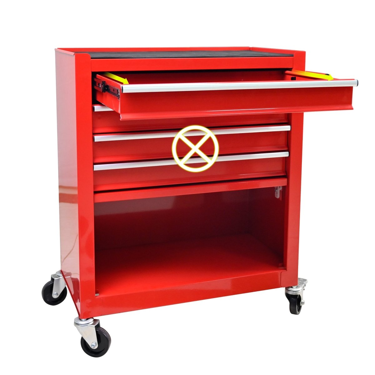 4 Drawers Multifunctional Red Tool Cart With Wheels - HomeDIYer