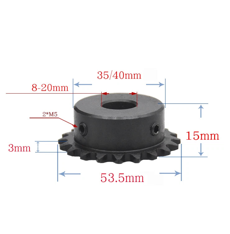 04C Roller Chain Sprocket Pitch 1/4"(6.35mm) Sprocket Wheel 25T-40T Bore 6-30mm