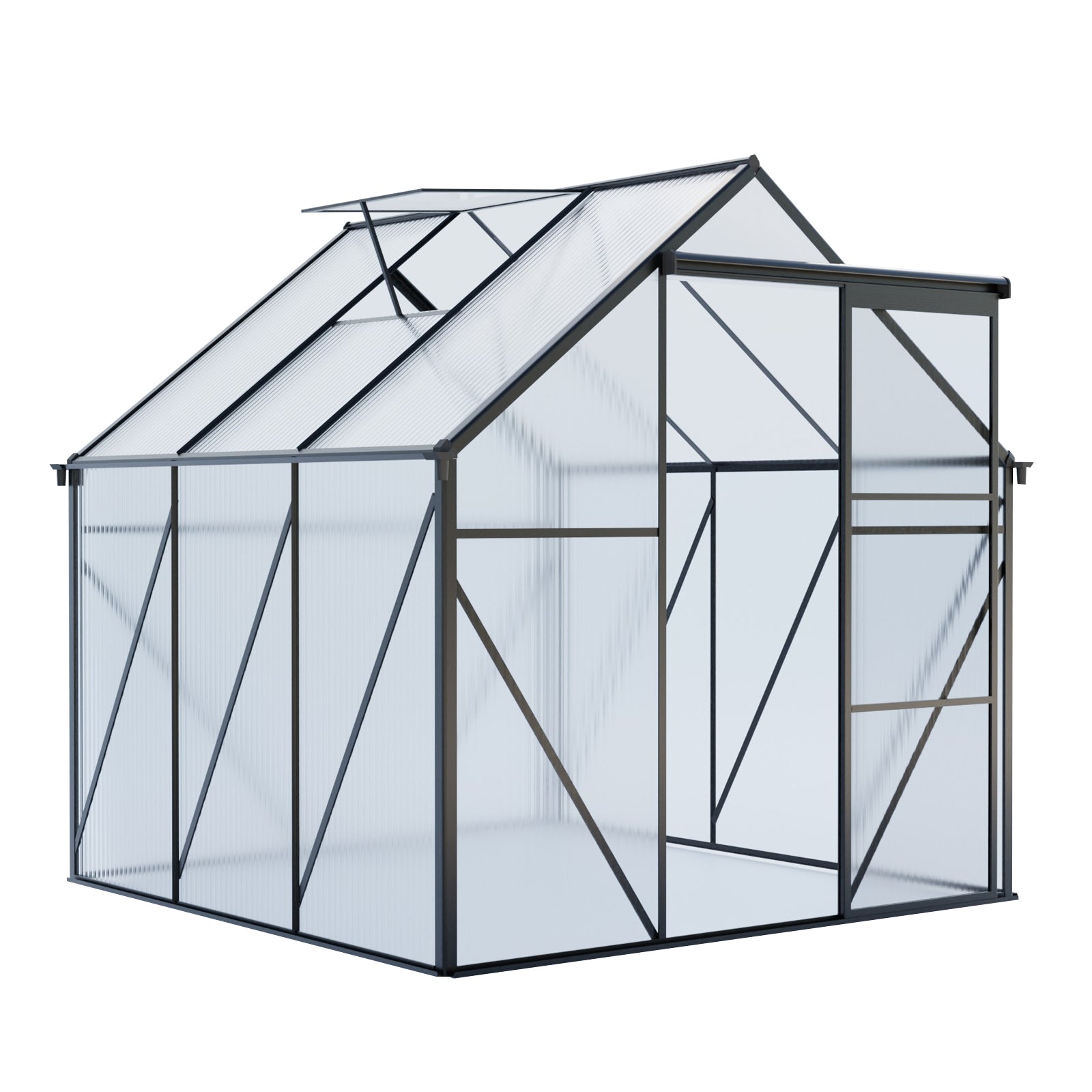 6X6FT-BLACK Polycarbonate Greenhouse Raised Base and Anchor Aluminum Heavy Duty Walk-in Greenhouses for Outdoor Backyard in All Season